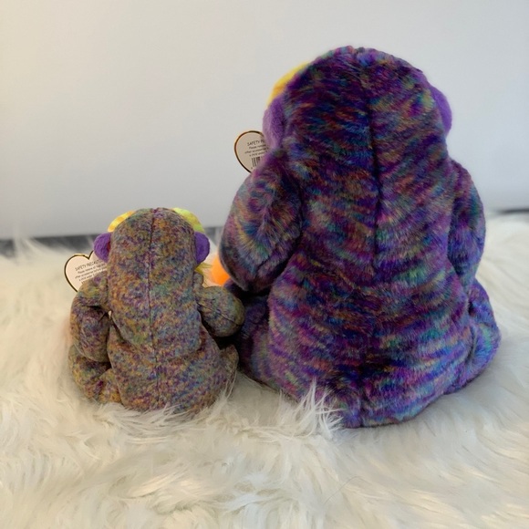 Ty (32) “Bananas” Colorful Plush Monkey Duo - Orange and Purple - Picture 8 of 16